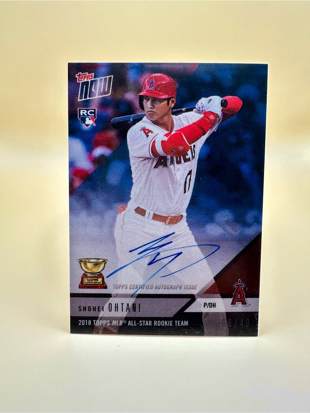Shohei Ohtani Signed Rookie 2018 Topps Now Novelty Baseball Card.